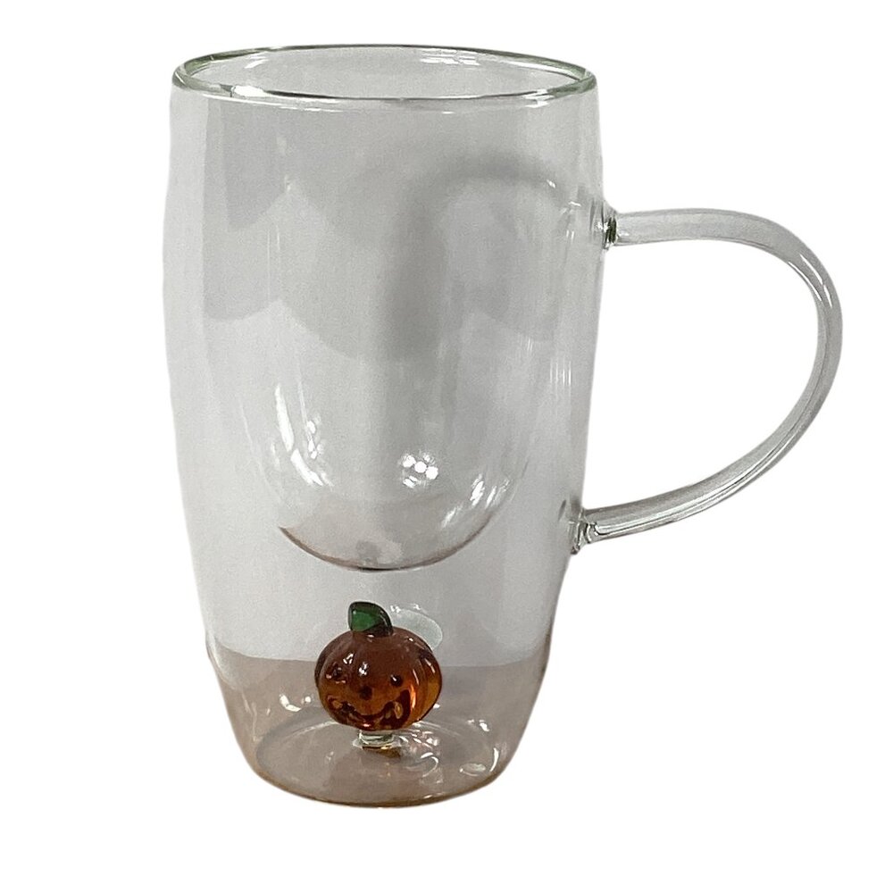 Way To Celebrate! Coffee Glass Mug with Pumpkin Charm